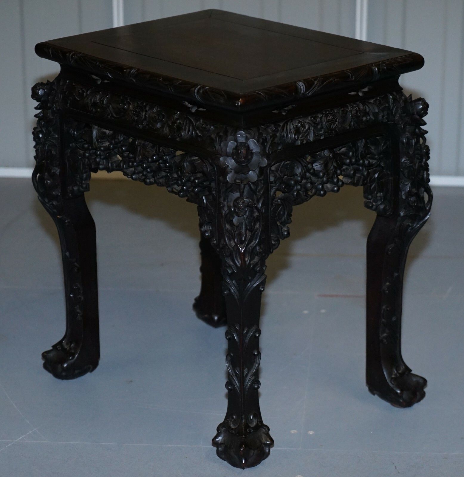 Very Rare 19th Century Hand Carved Qing Dynasty Chinese Hongmu Jardiniere Stand photo buy