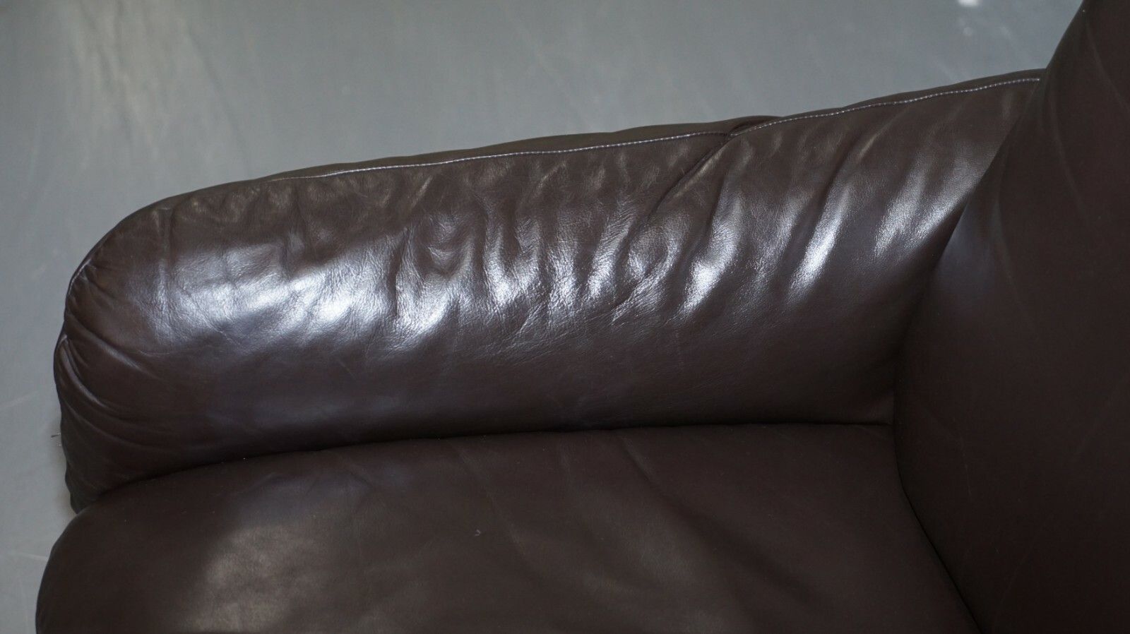 photo furniture 138cm Danish Brown Leather 2 Seat Mid Century Modern Sofa Armchairs Available