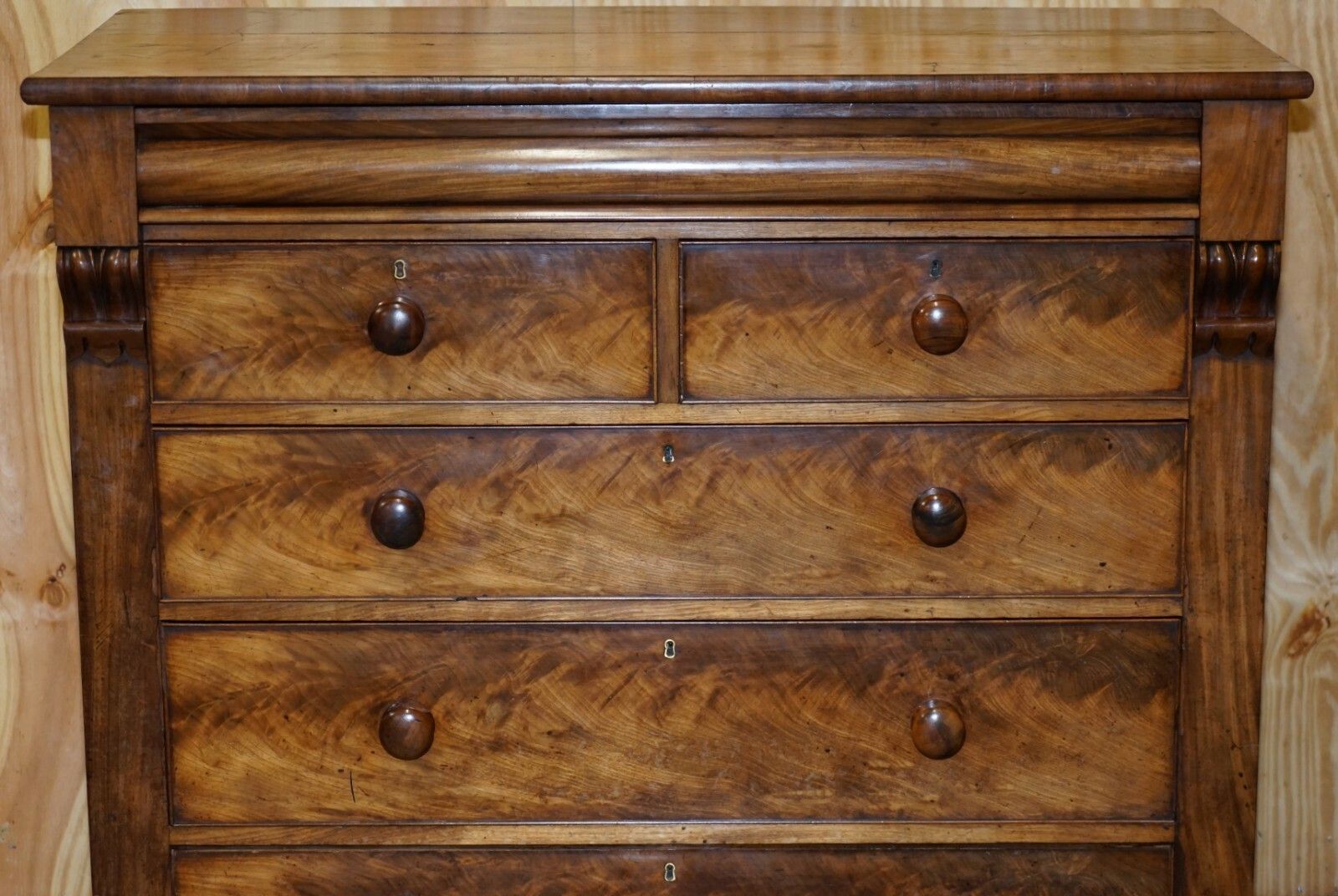 Huge 19th Century Victorian Light Flamed Mahogany Chest Of Drawers Hidden Drawer photo 1500.0