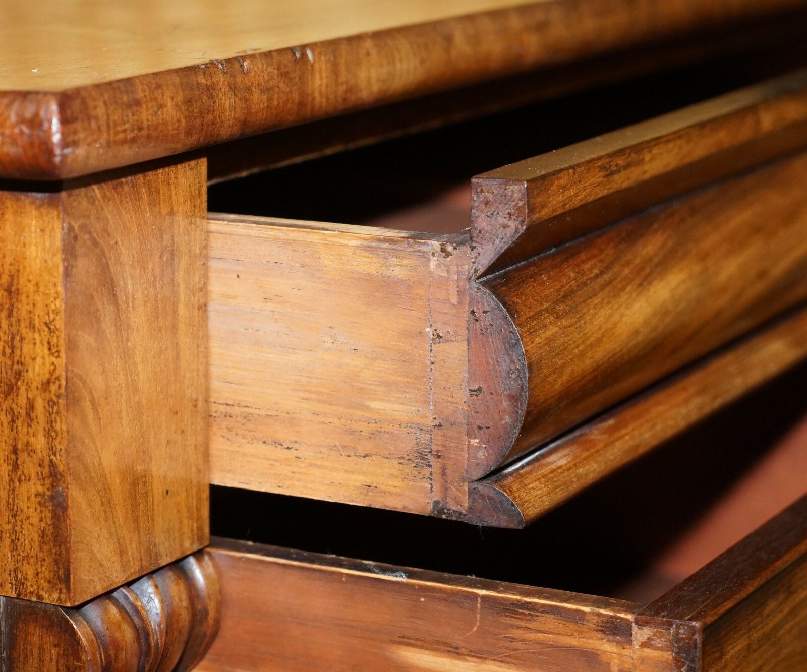 Furniture Huge 19th Century Victorian Light Flamed Mahogany Chest Of Drawers Hidden Drawer photo