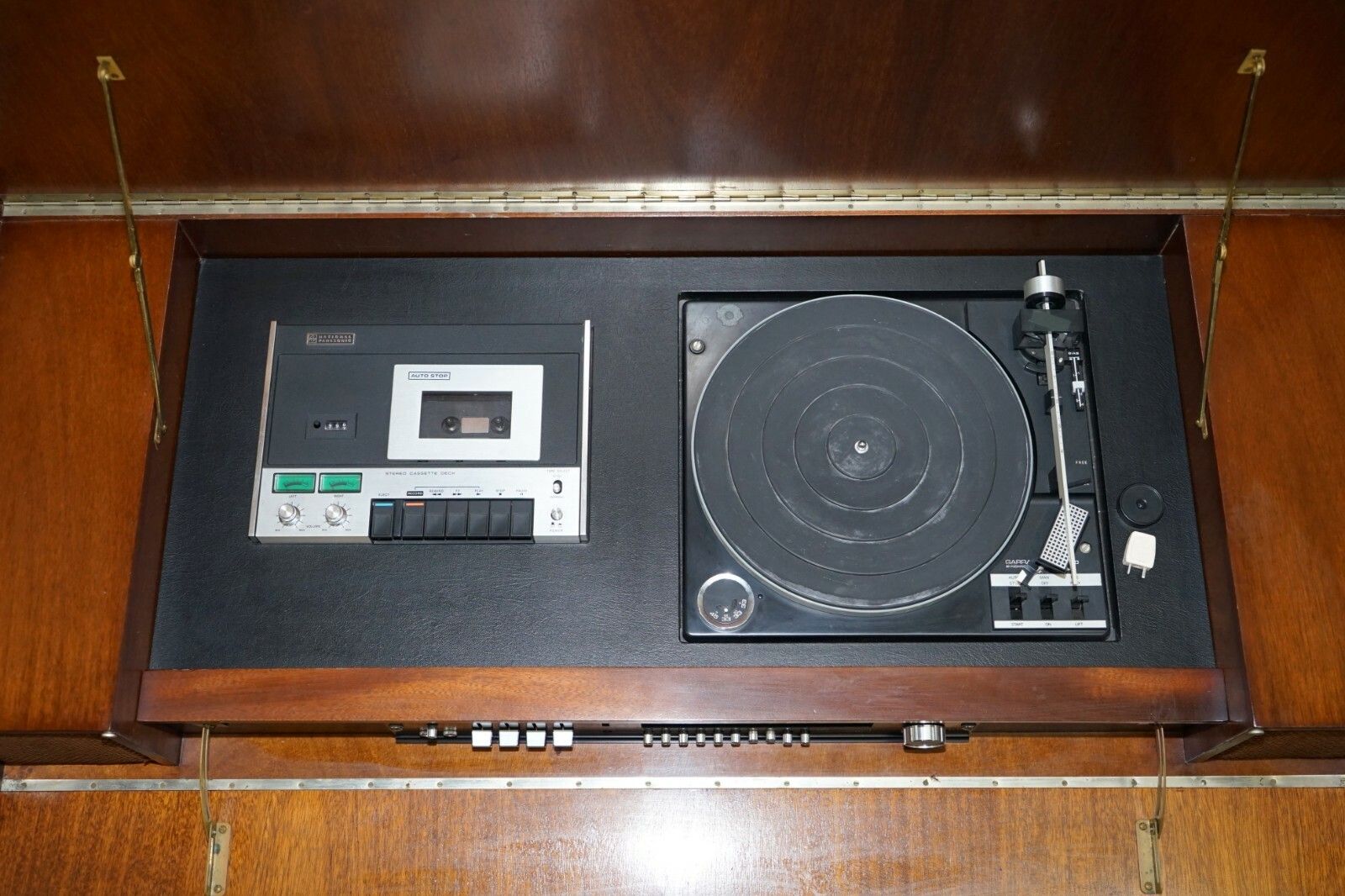 photo furniture Military Campaign Style Console Coffee Table Hidden Radio Tape Record Player