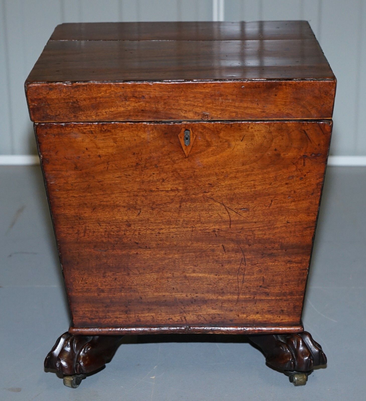 Original Regency Circa 1815 Mahogany Wine Cooler Lion Brass Handles Paw Feet photo furniture