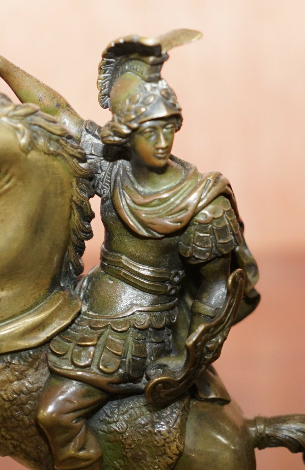 Pair Of 19th Century Equestrian Bronzes Russian Cossack & Roman Solider Horses photo Art
