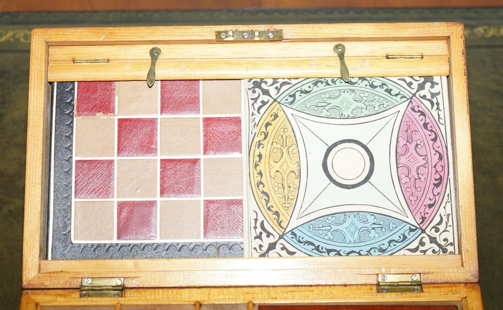 Lovely Circa 1890 Victorian Mahogany Games Compendium Chess Horse Racing Dice photo Home Decor
