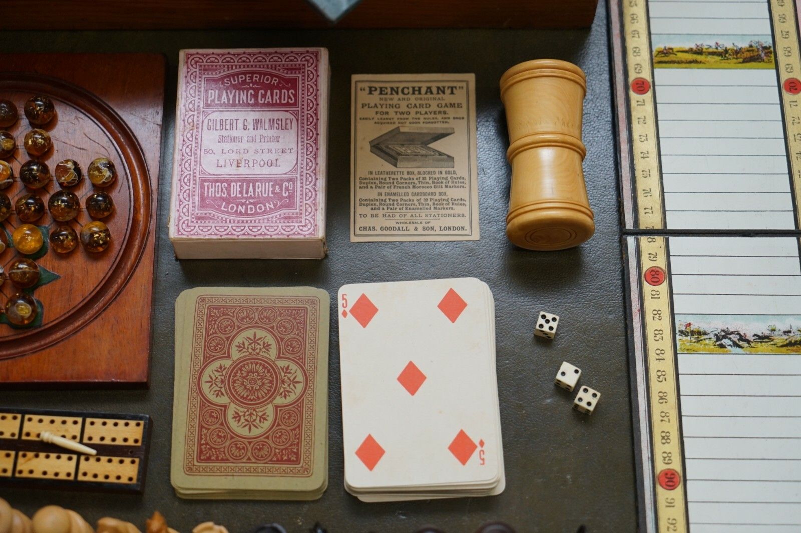 photo for sale Lovely Circa 1890 Victorian Mahogany Games Compendium Chess Horse Racing Dice