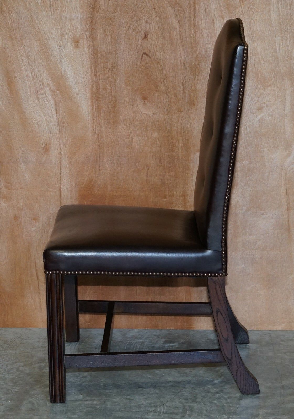 1500.0 Rrp £4,170 George Smith Buttoned Side Occasional Office Desk Chair Brown Leather photo