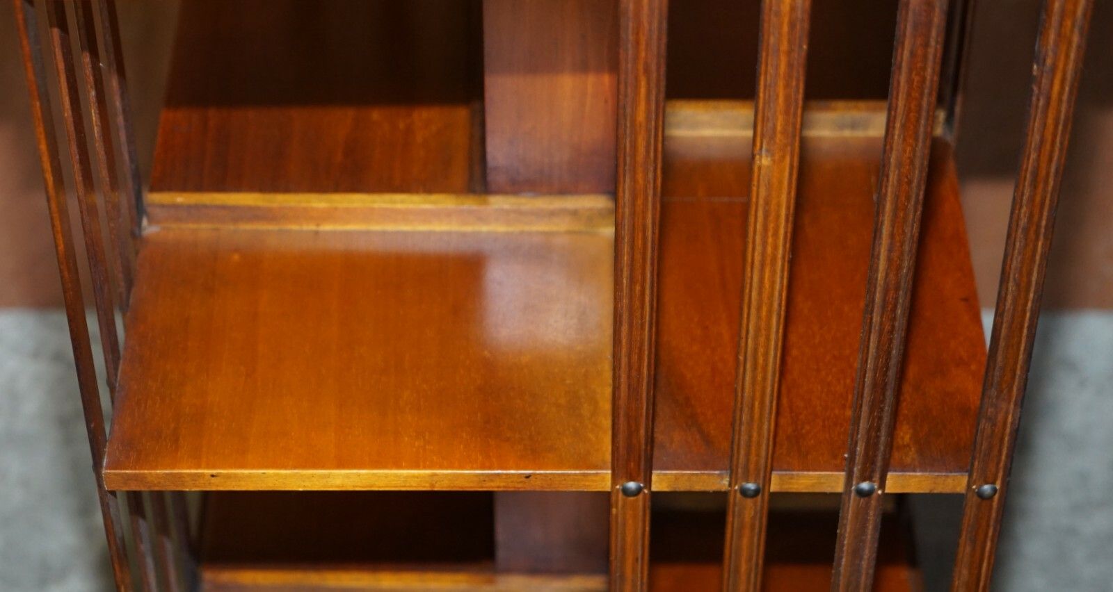 Lovley Sheraton Revival Burr Elm & Satinwood Revolving Bookcase Side End Table photo Furniture