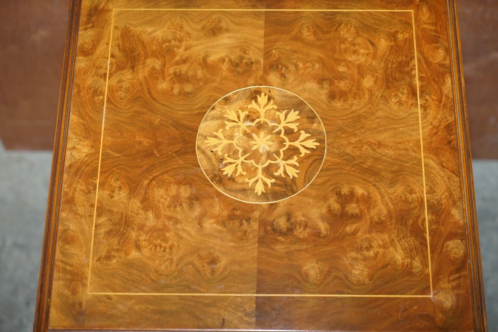 photo furniture Lovley Sheraton Revival Burr Elm & Satinwood Revolving Bookcase Side End Table