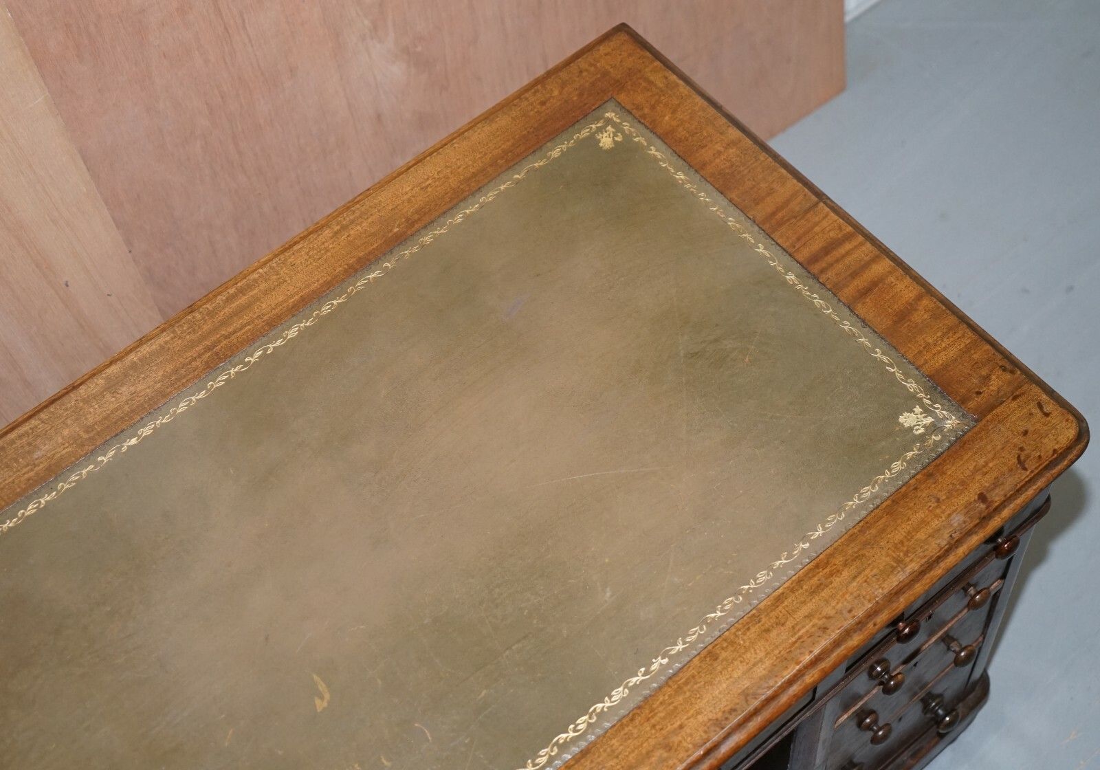 Vr Stamped Victoria Regina Mahogany Twin Pedestal Partner Desk Victorian 1860 photo 1500.0
