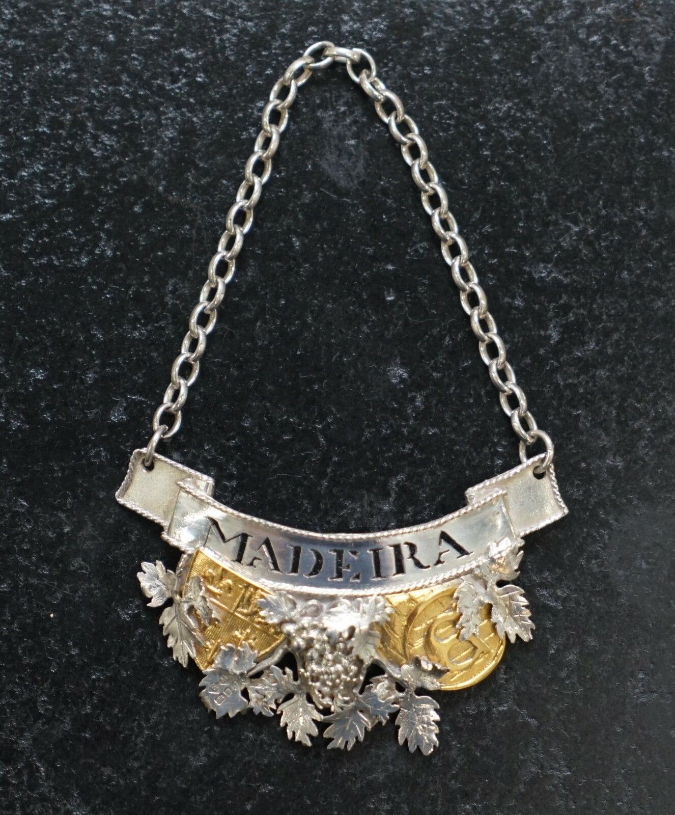 Sublime Set Of 1988 Sterling Solid Silver & Gold Decanter Labels Port & Maderia photo Home Decor