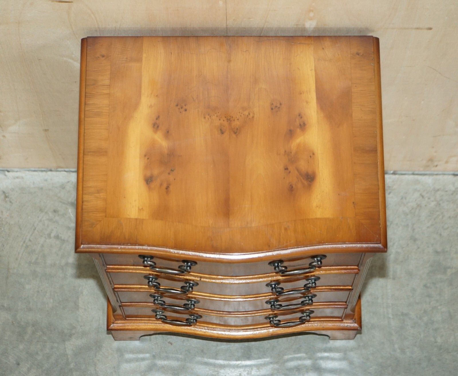 Lovely Vintage Pair Of Burr & Burl Yew Wood Side Table Sized Chest Of Drawers photo buy