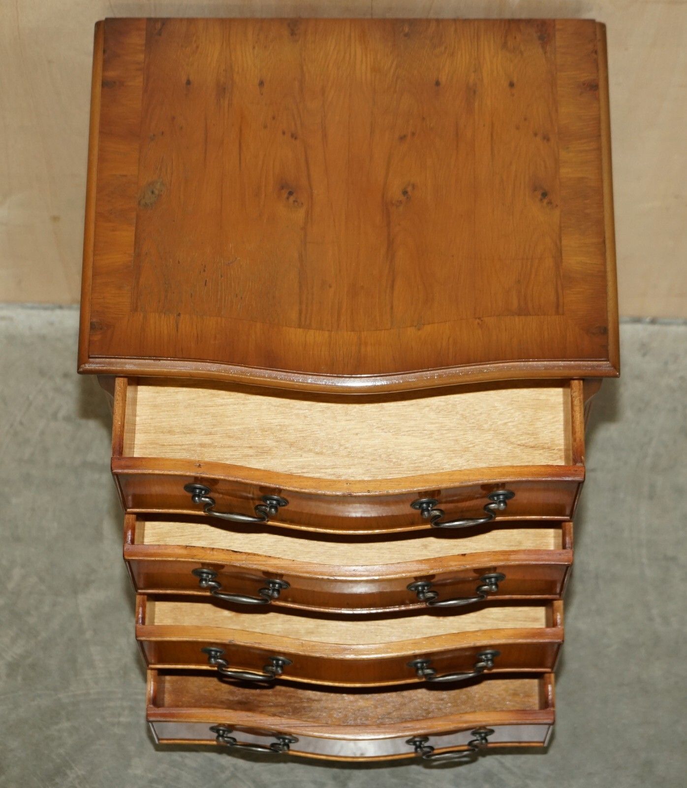 Furniture Lovely Vintage Pair Of Burr & Burl Yew Wood Side Table Sized Chest Of Drawers photo