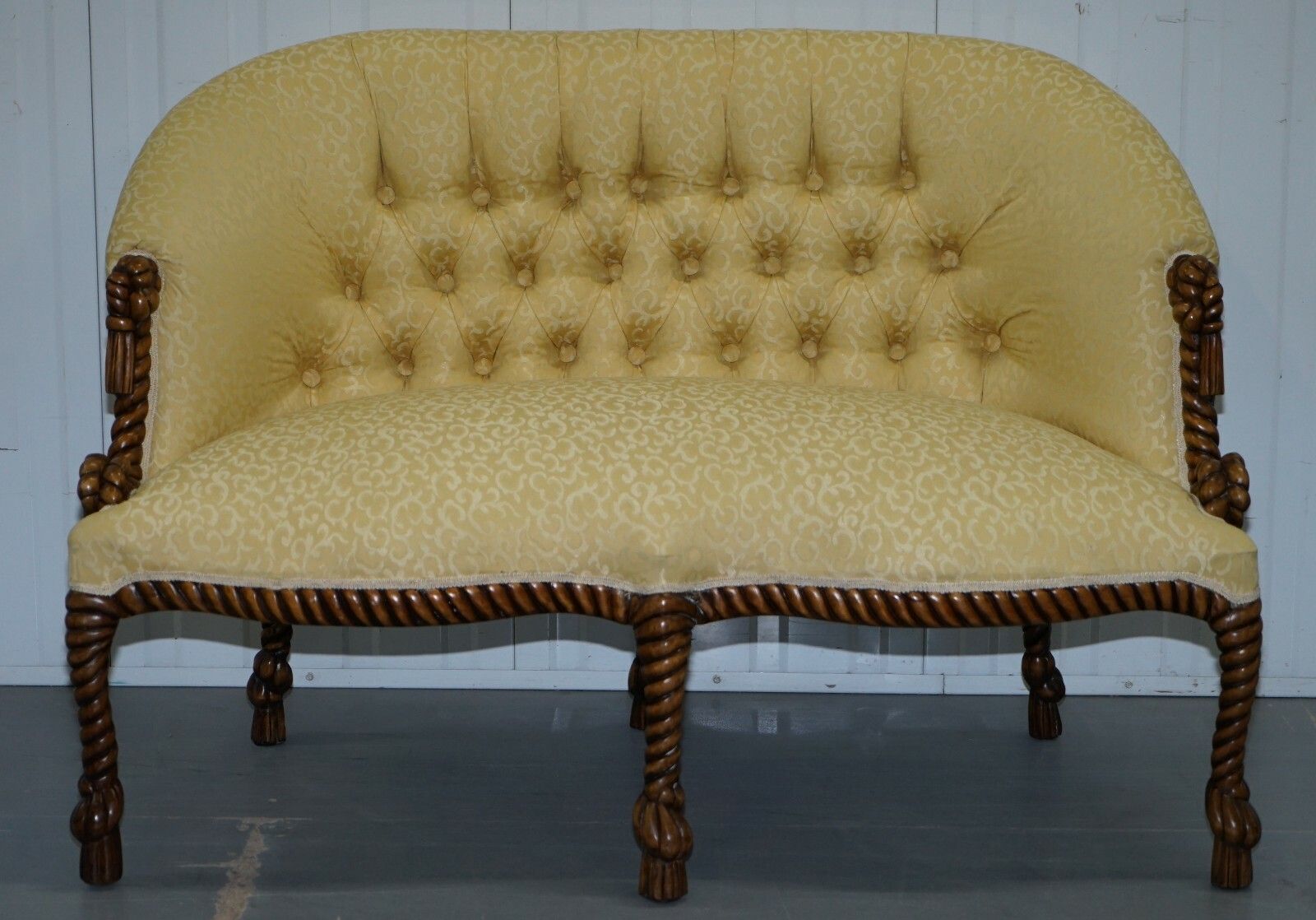 Rope Twist Napoleon III Style Suite Seating Armchair & Settee Chesterfield Sofa photo for sale