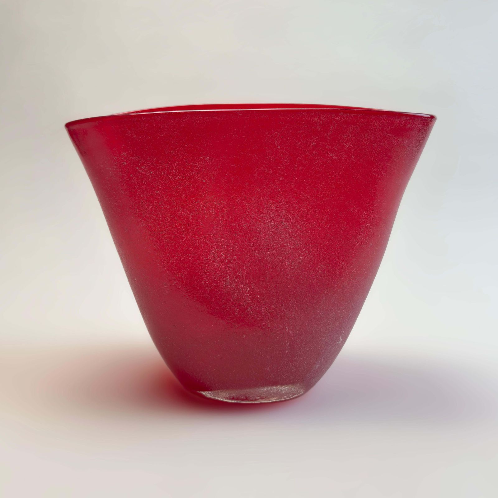 photo furniture Postmodern Italian Scavo Vase, Red Studio Glass, 1990s