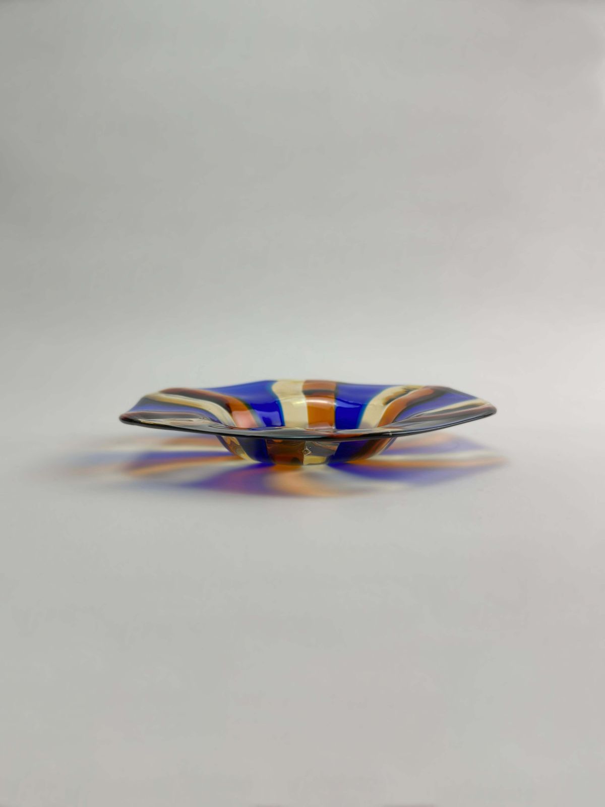 Fratelli Toso Murano Dish In Red And Blue Swirled Stripes, Italy, 1970s photo furniture
