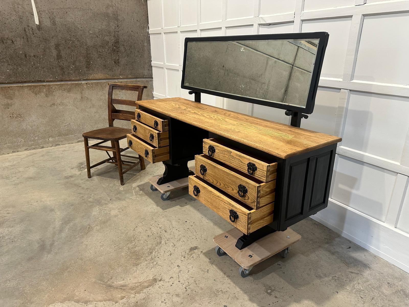 Mid Century Oak Ebonised Dresser