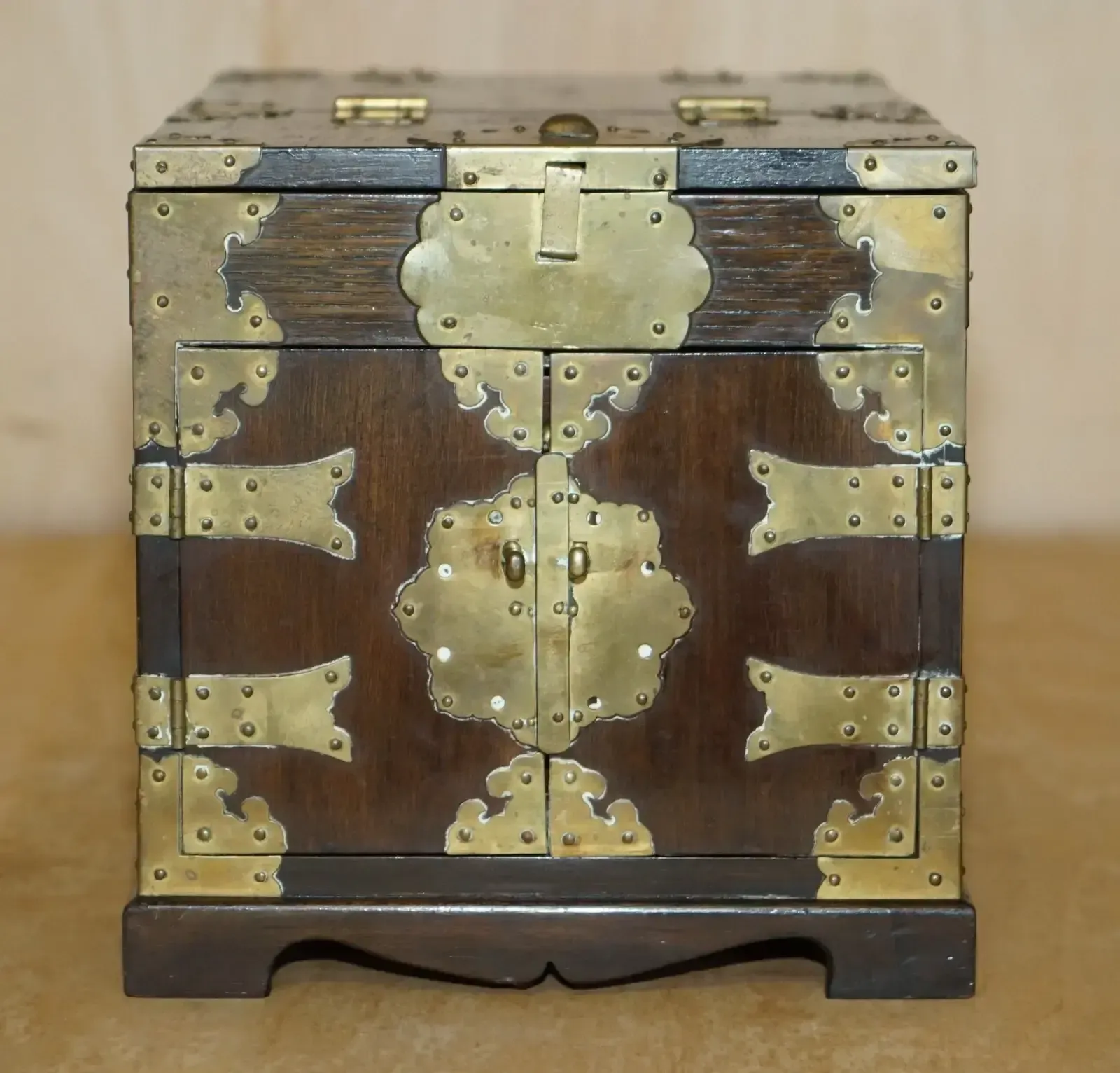 Pair Of Antique Chinese Table Top Vanity Jewellery Box Cabinets Folding Mirrors photo Home Decor