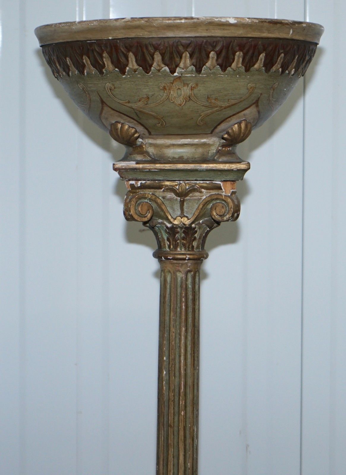 Lighting Rare Victorian Hand Painted Italian Venetian Uplighter Floor Standing Lamp photo