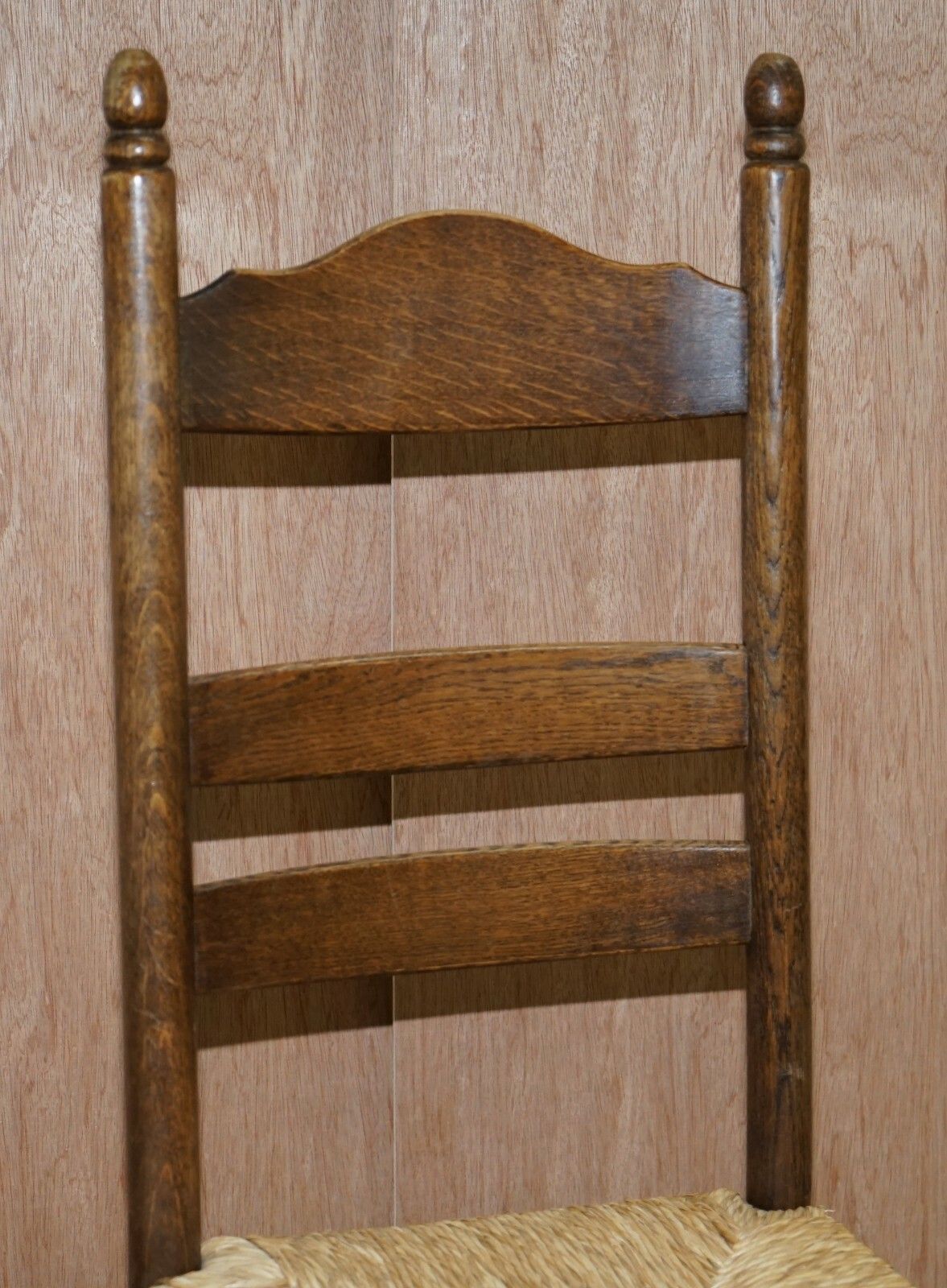 Lovely Suite Of Six Circa 1940 Dutch Ladder Back Oak Rush Seat Dining Chairs 6 photo 1500.0
