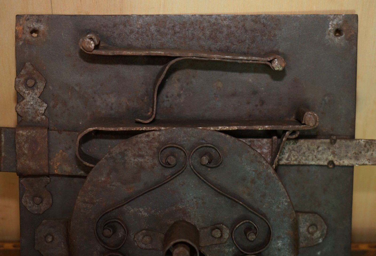 Huge Antique English Architectural Salvage 17th Century Door Lock 30cm Long Key photo buy