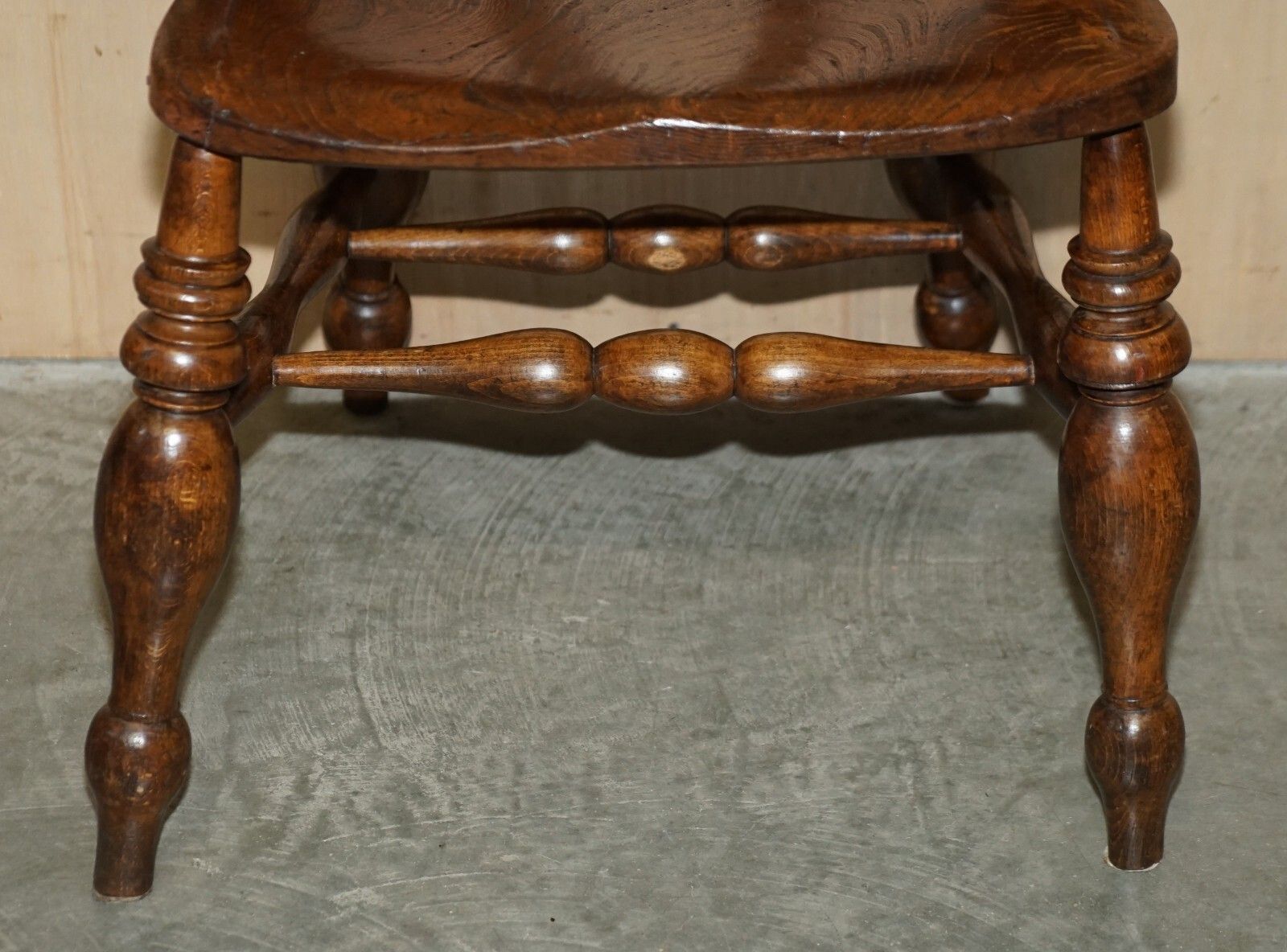 Stunning Patina Antique Edwardian Sold Elm Bow Back Smokers Captains Armchair photo Furniture