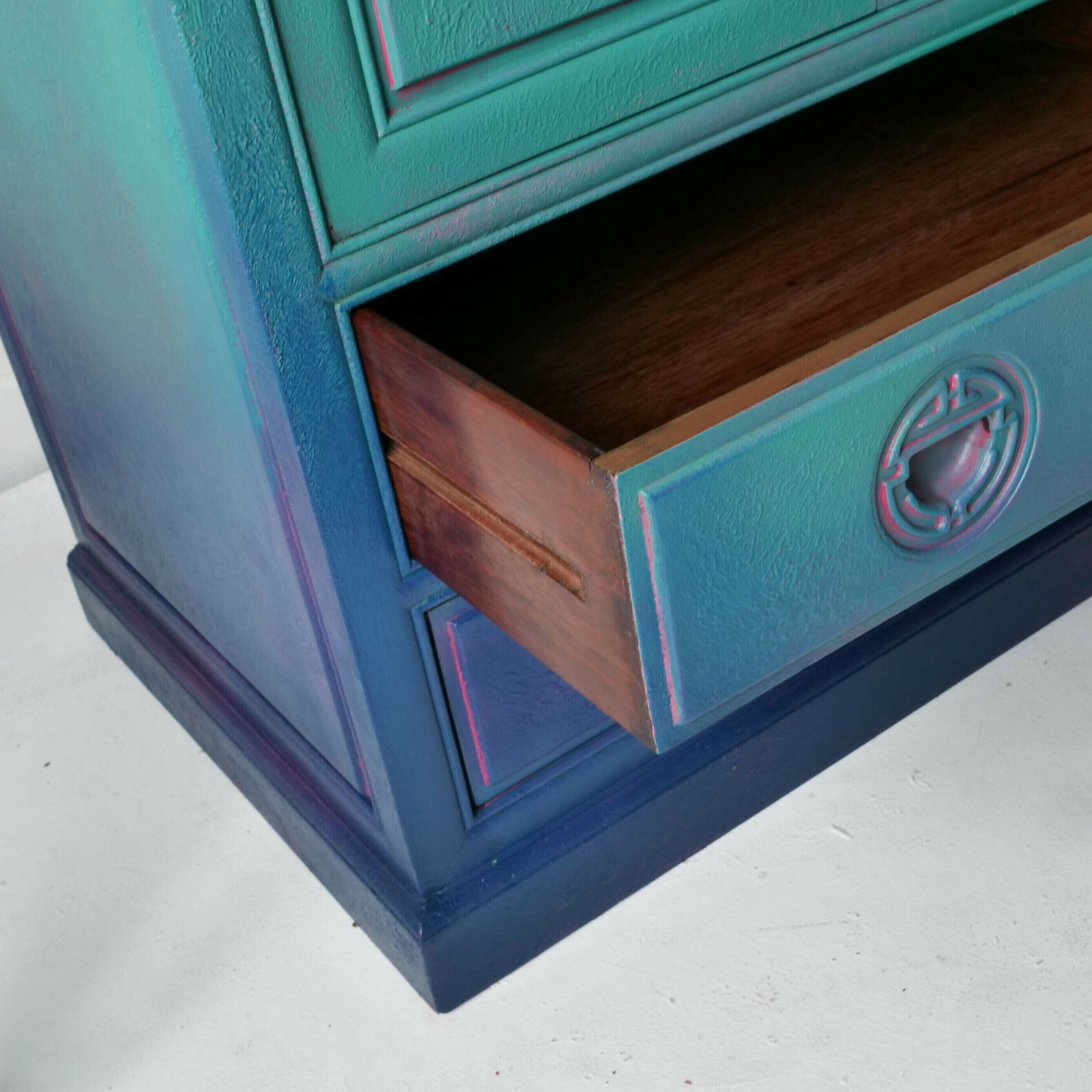 photo for sale Bohemian Tv Stand Cabinet  Hand Painted  Livingroom Furniture Bedroom  Blue  Green  Pink  Bespoke  Peacock  Teal Boho