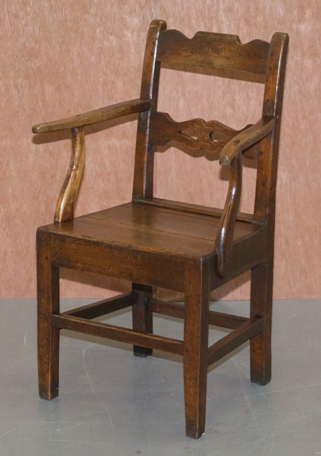 Lovely George II Circa 1760 Primitive Carver Armchair Original Period Repairs photo for sale