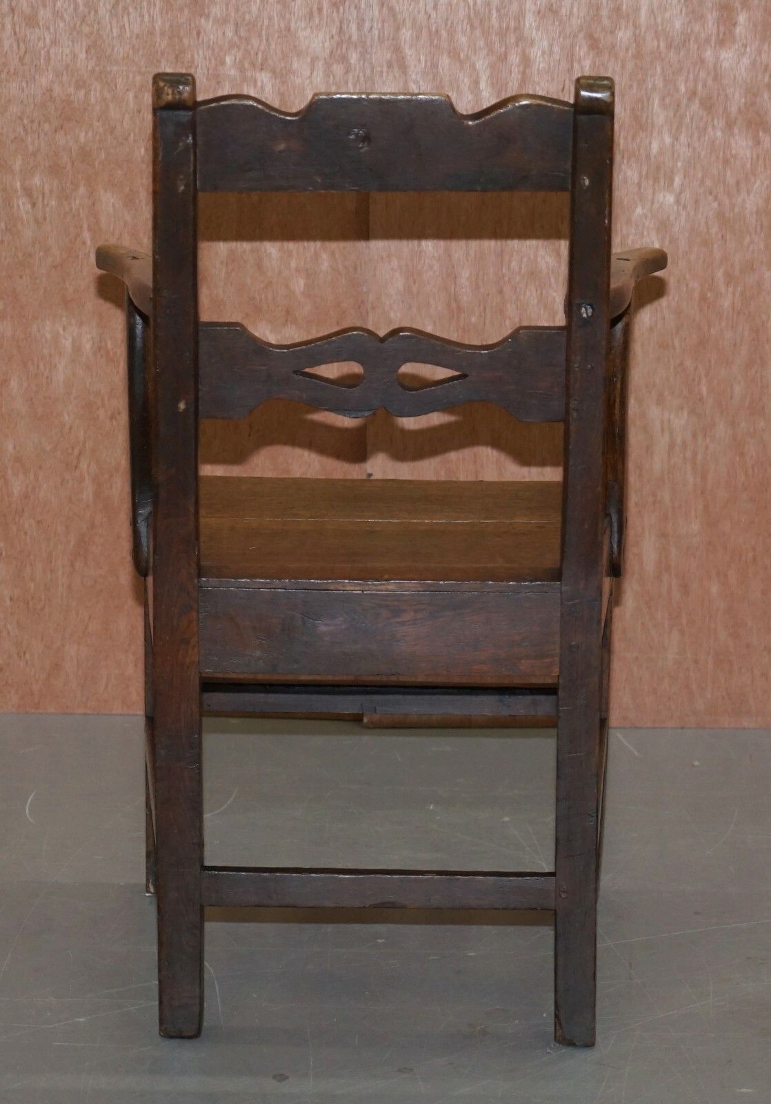 Furniture Lovely George II Circa 1760 Primitive Carver Armchair Original Period Repairs photo