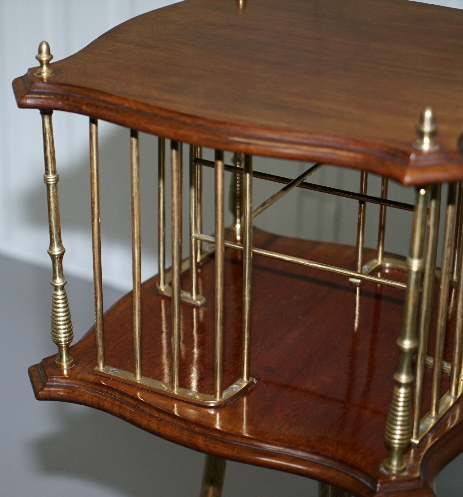 Ornate 19th Century Mahogany And Brass Revolving Bookcase In The Regency Style photo vinterior