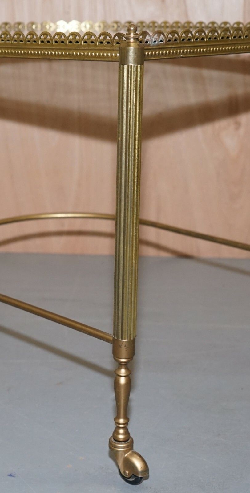 Nest Of Three Brass & Glass Trolley Tables By Maison Bagues France Mid Century photo 1350.0