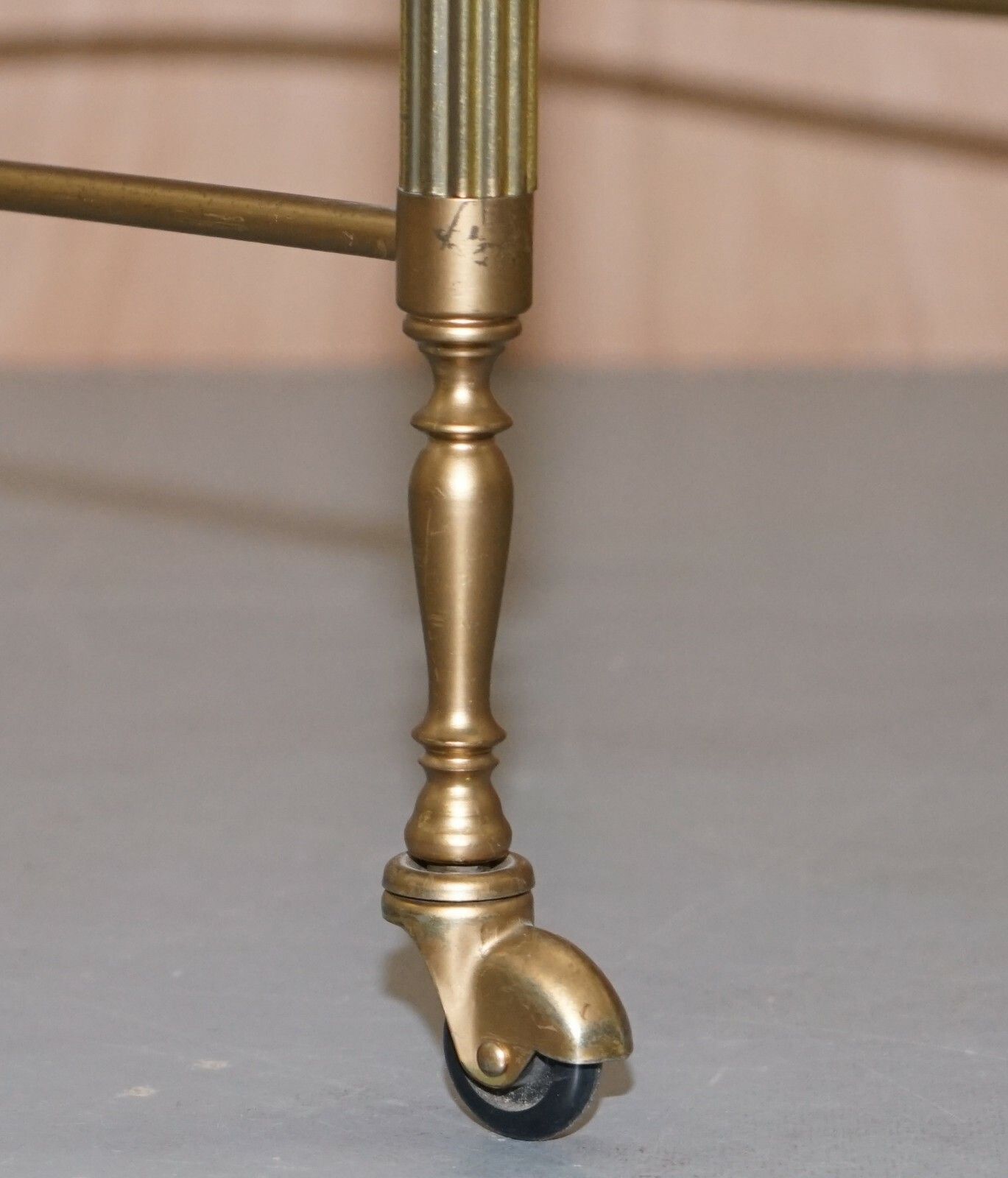 Nest Of Three Brass & Glass Trolley Tables By Maison Bagues France Mid Century photo vinterior