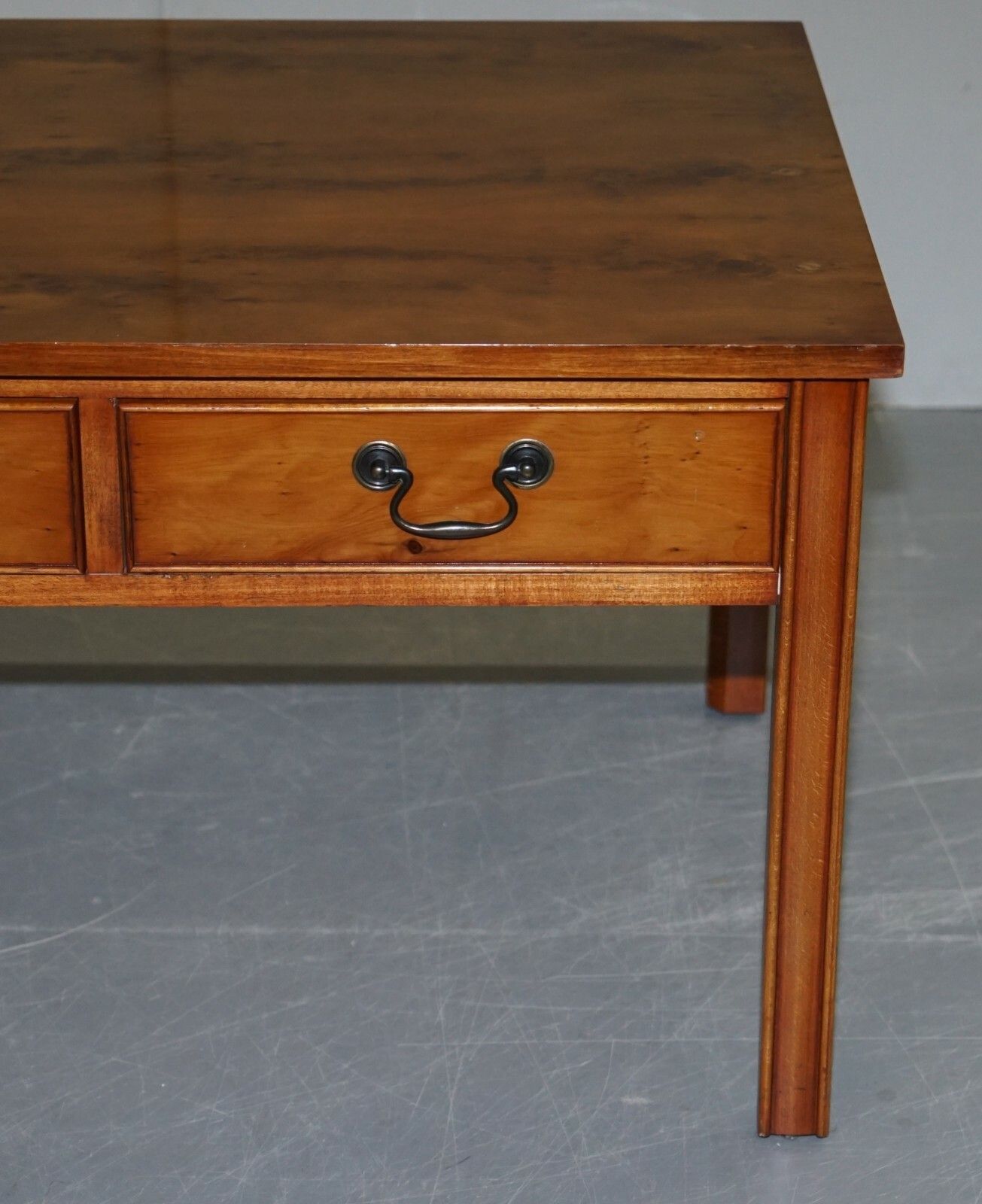Lovely Harrods London Burr Yew Wood Coffee Table Lovely Vintage Detailing photo vintage