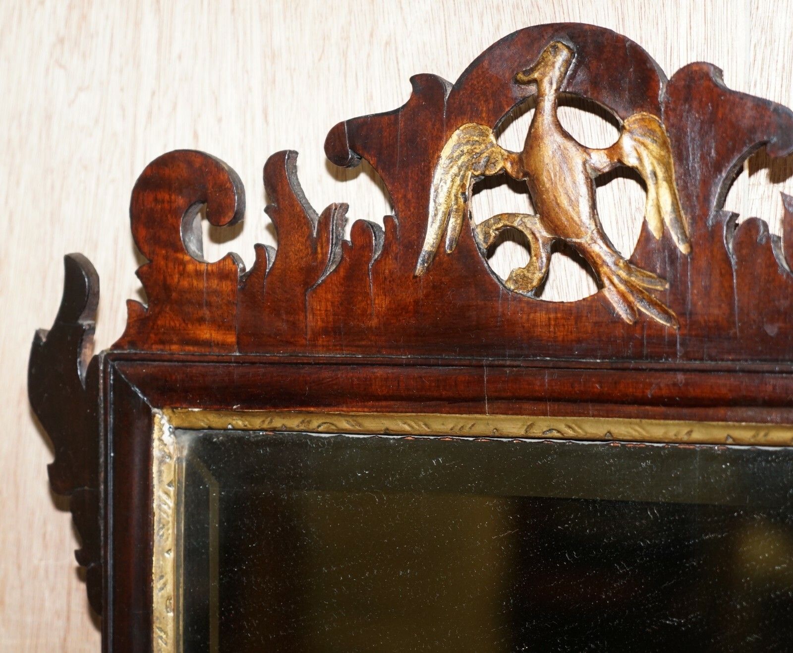 Stunning Georgian Circa 1760 Thomas Chippendale Phoenix Mirror Giltwood Mahogany photo Home Decor