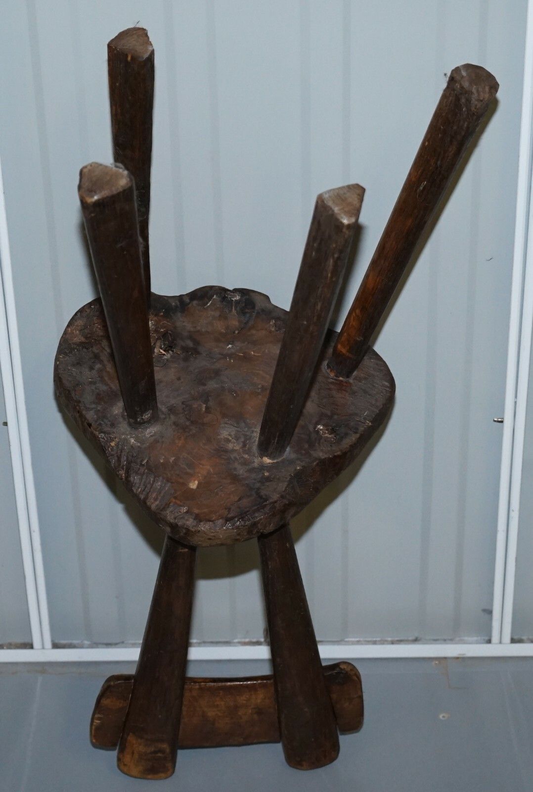Furniture Rare Stunning Circa 1760 Burr Chestnut Small Hand Carved Primitive French Chair photo
