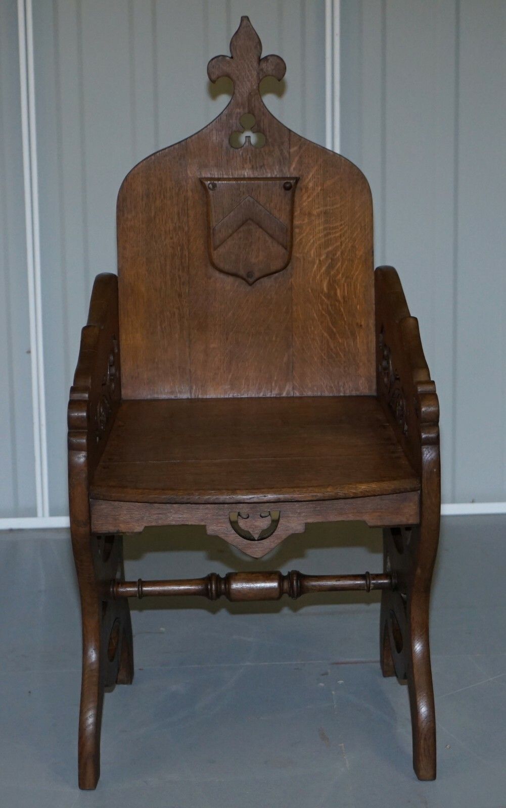 Original Criddle & Smith Stamped Victorian Walnut Gothic Revival Church Armchair photo furniture