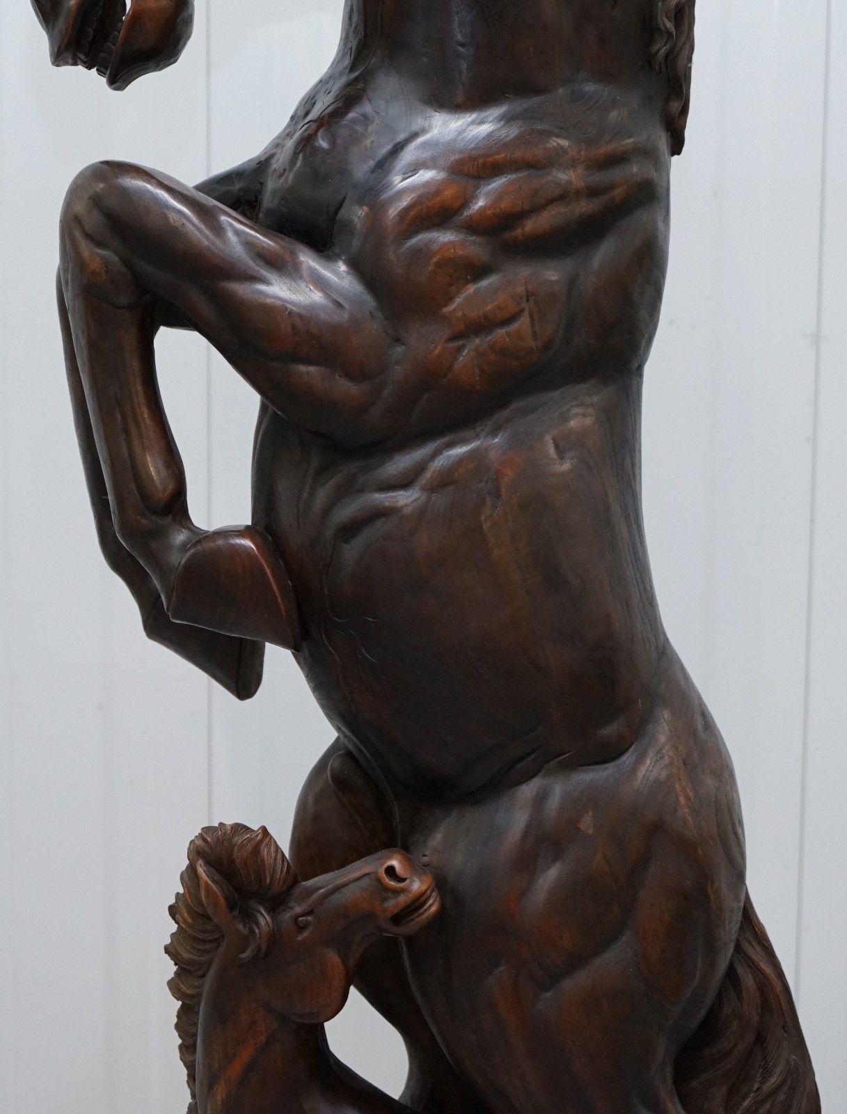 Stunning 160cm Tall Hand Carved Sculpture Of Rearing Horse And Foal Must See! photo 1350.0