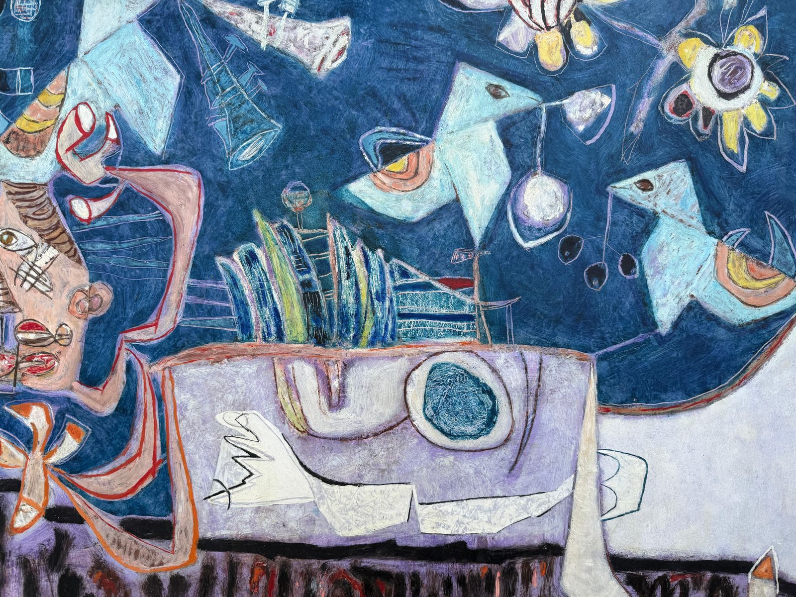 Gustavo Ubeda Echoes Of Picasso Oil On Panel Painting Surrealism C.1970 photo buy