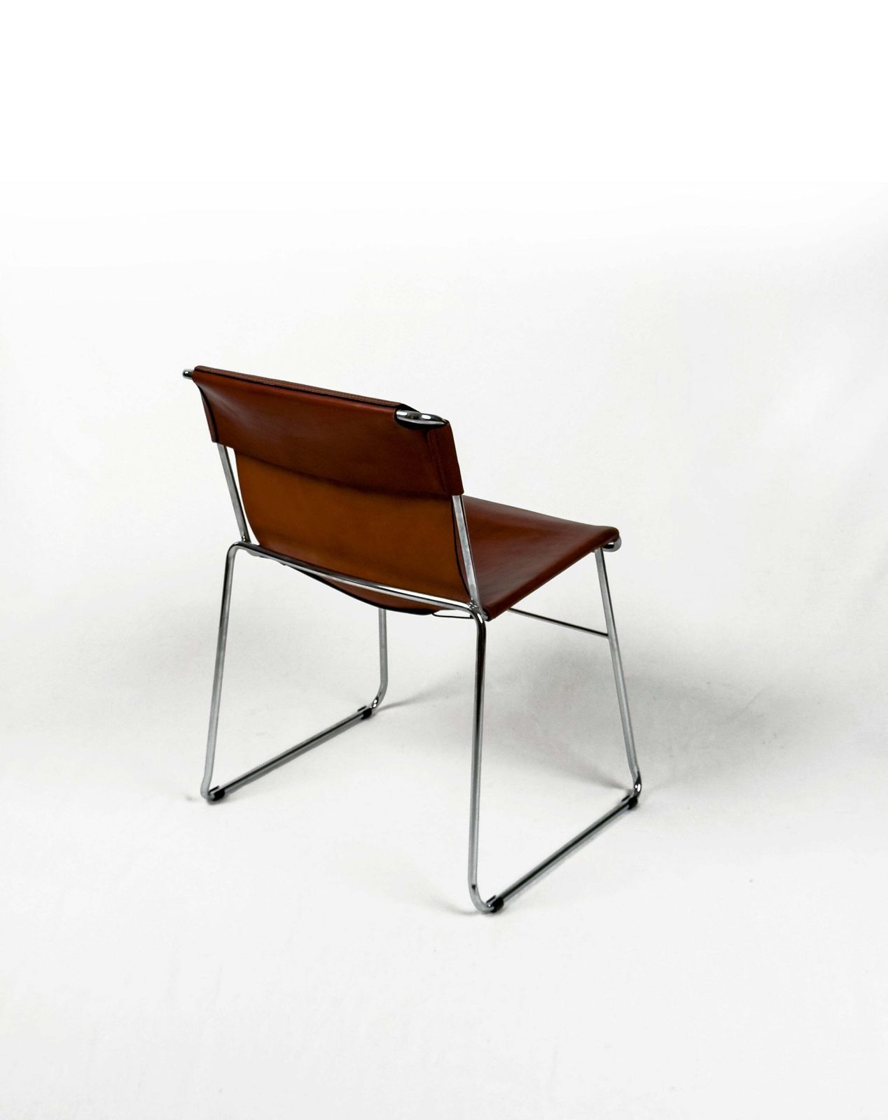 Set Of 4 Vintage Italian Chrome & Leather Chairs 1970s photo for sale
