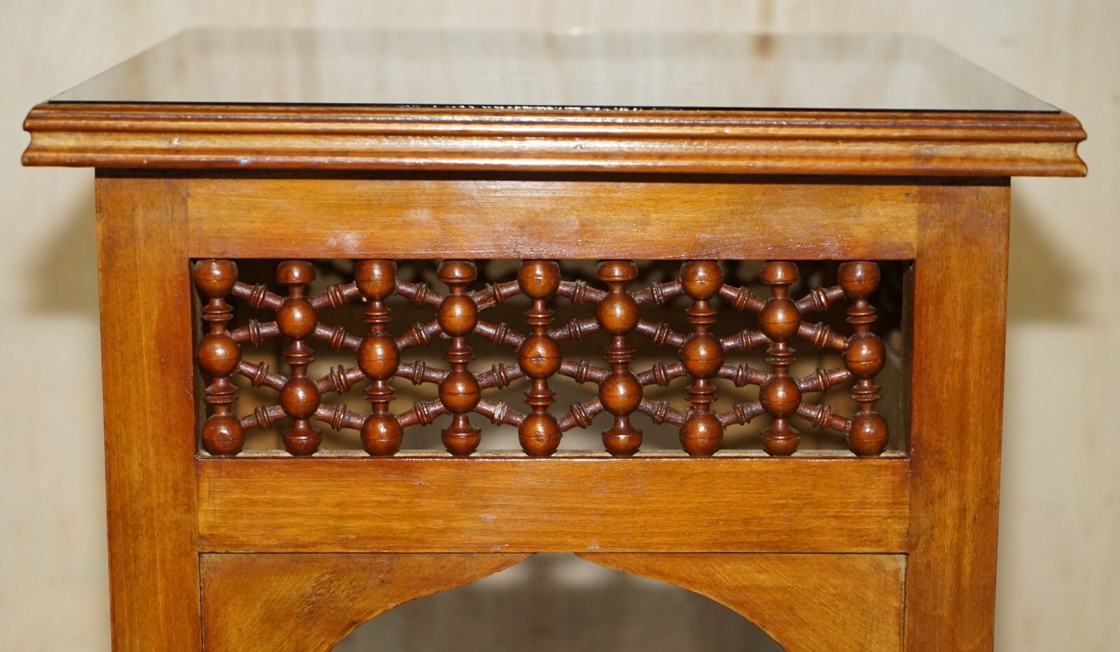 Nice 19th Century Hand Carved Liberty's London Moorish Side End Lamp Wine Table photo vinterior