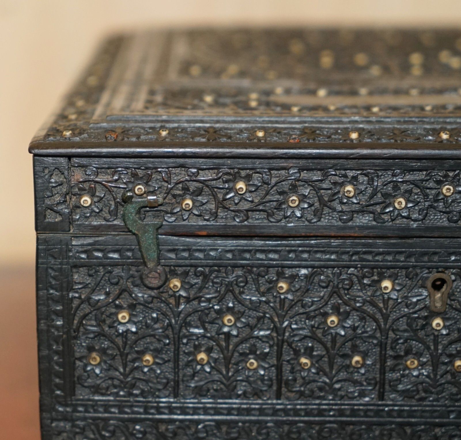 Antique Circa 1880 Burmese Hand Carved Sewing Box With The Original Contents photo 1350.0