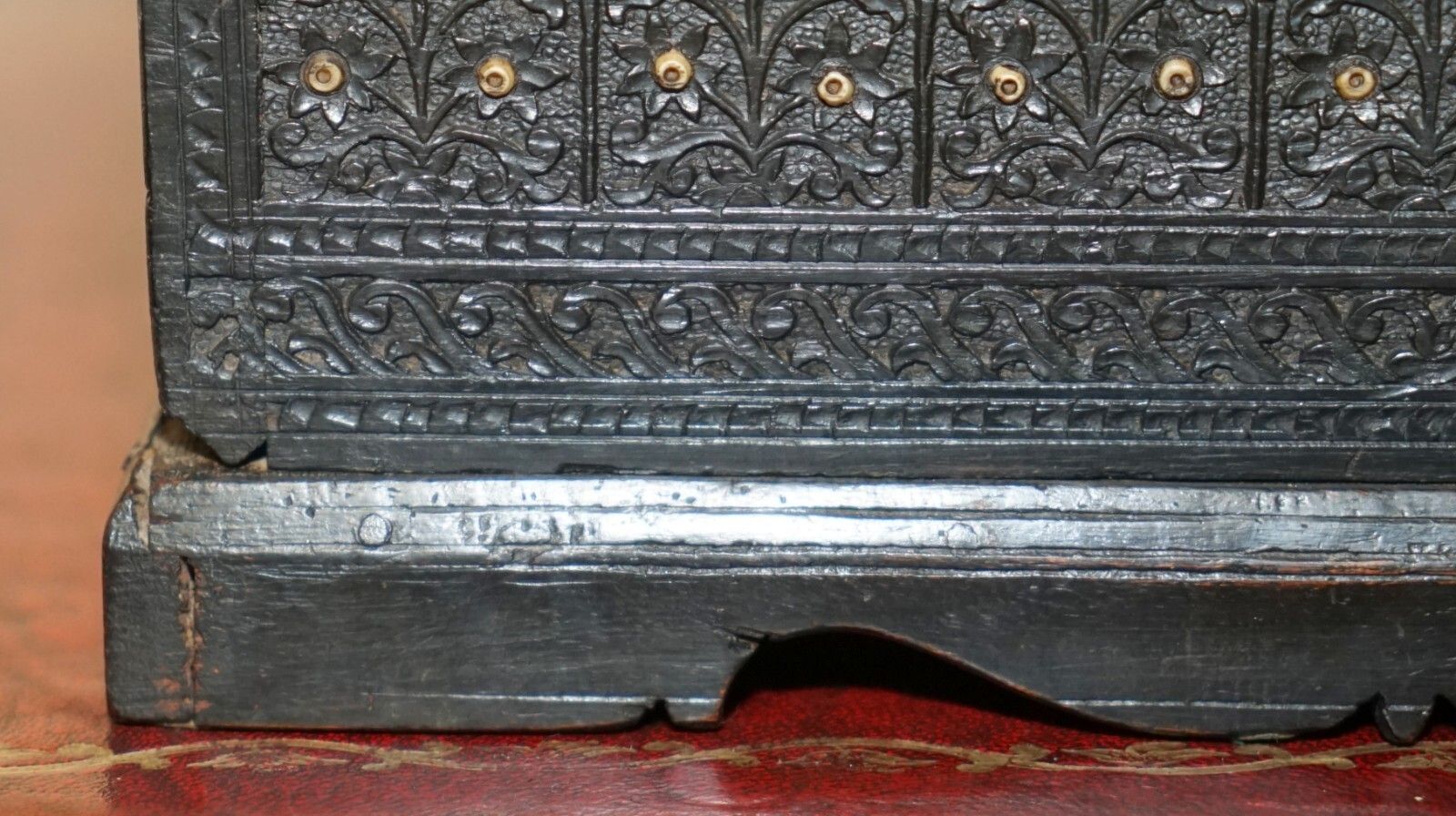 Antique Circa 1880 Burmese Hand Carved Sewing Box With The Original Contents photo vinterior