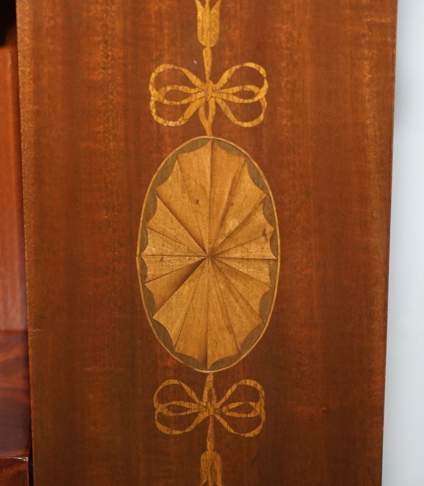 photo for sale Circa 1900 Edwardian Burr Walnut & Mahogany Revolving Bookcases Sheraton Inlaid