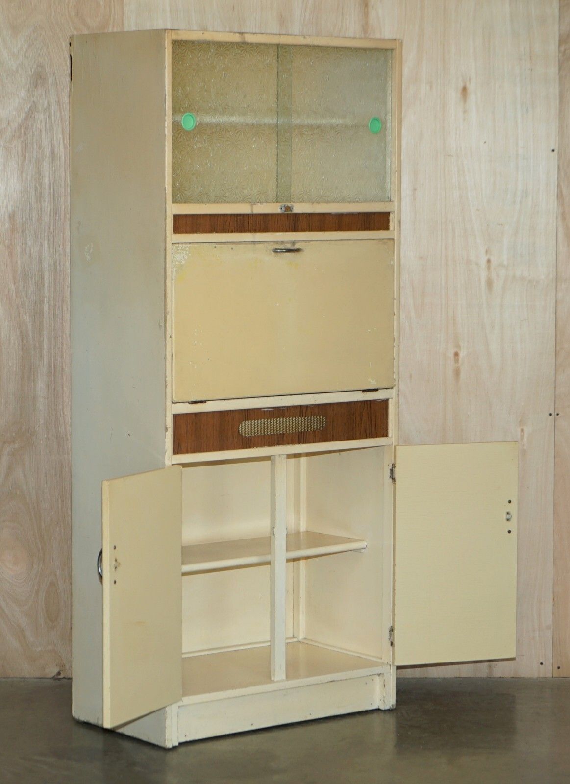 Furniture Cool Retro Original 1950's English Kitchen Habberdashery Larda Cupboard Cabinet photo