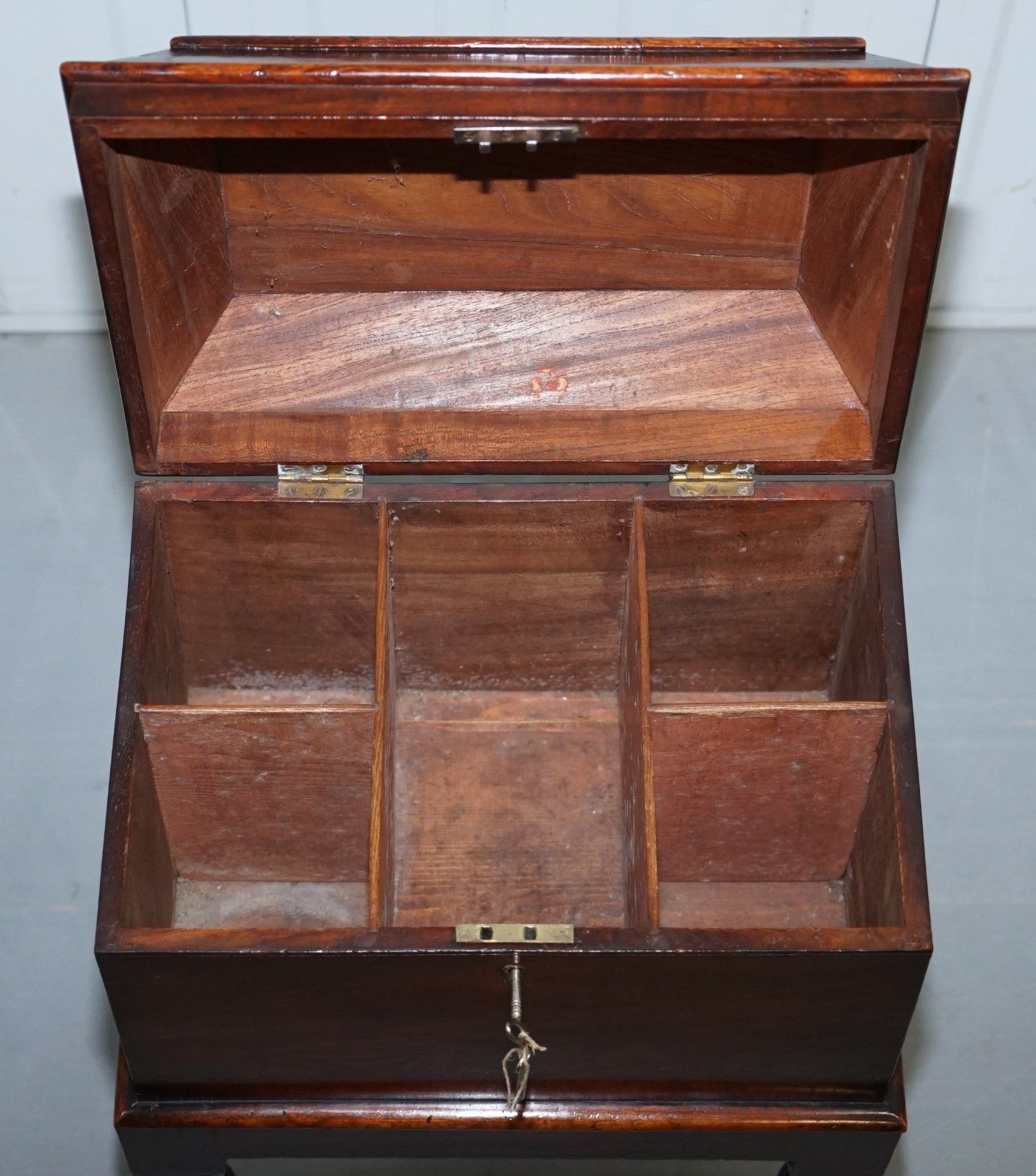 Very Rare Regency Mahogany Cellarette Of Sarcophagus Form Raised On Turned Legs photo buy