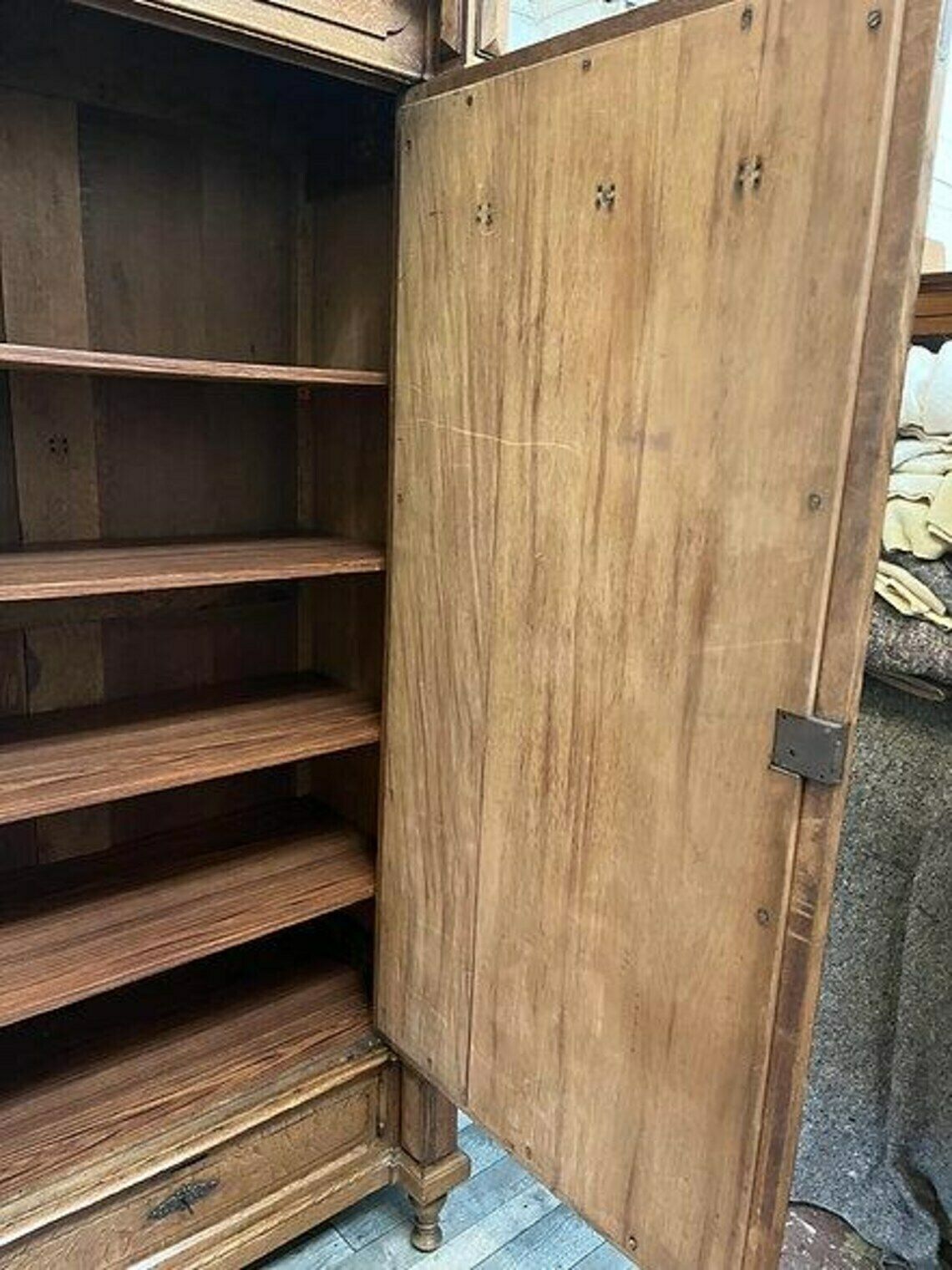Antique 19th Century French Louis XV Oak Mirrored Armoire/Wardrobe With Drawers photo vinterior