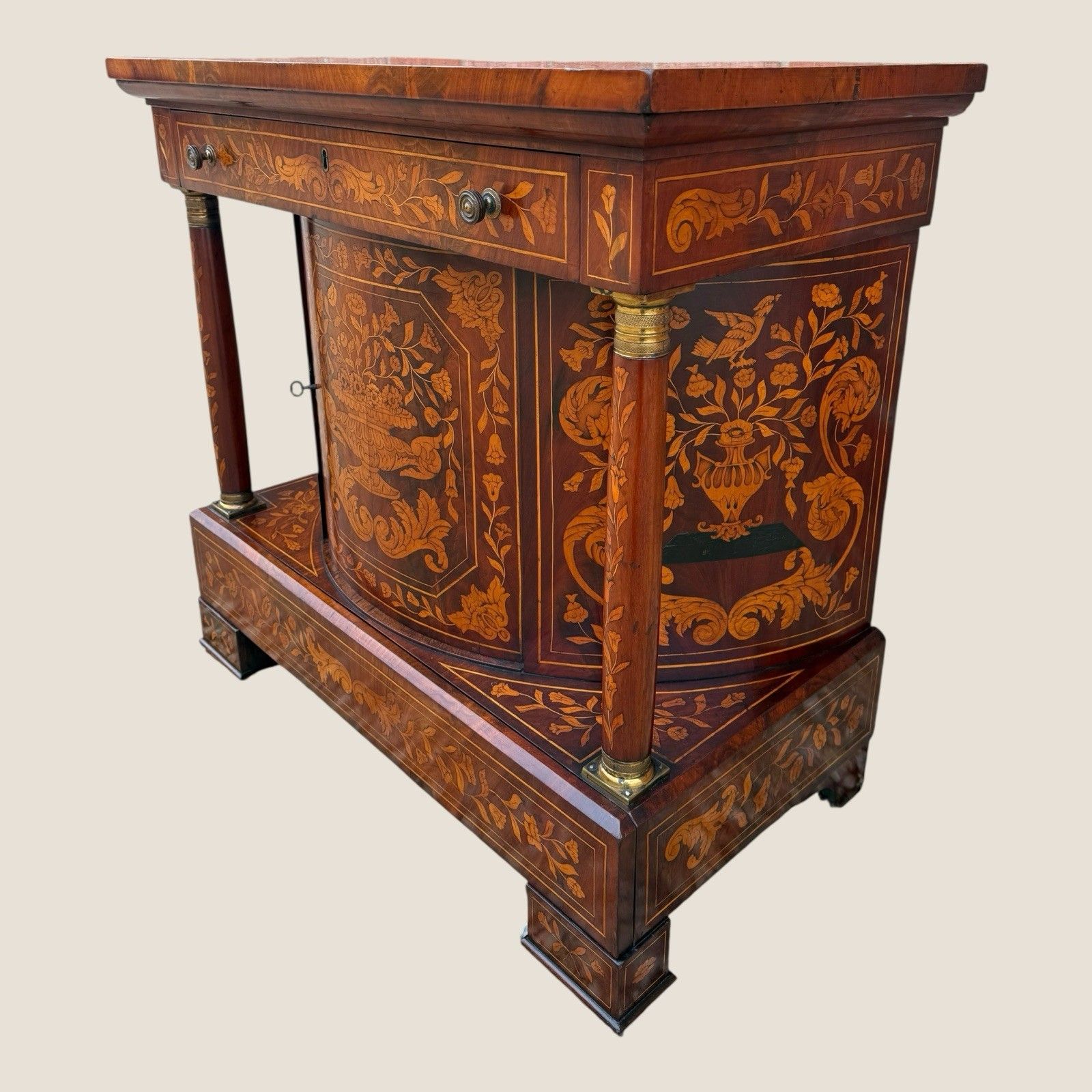 Antique 18th Century Dutch Marquetry Mahogany Console Wall Table Cabinet photo buy