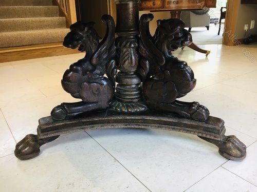 Magnificent "Statement Piece" Antique Italian Walnut Carved Griffin Circular Dining Table C.1840. photo buy