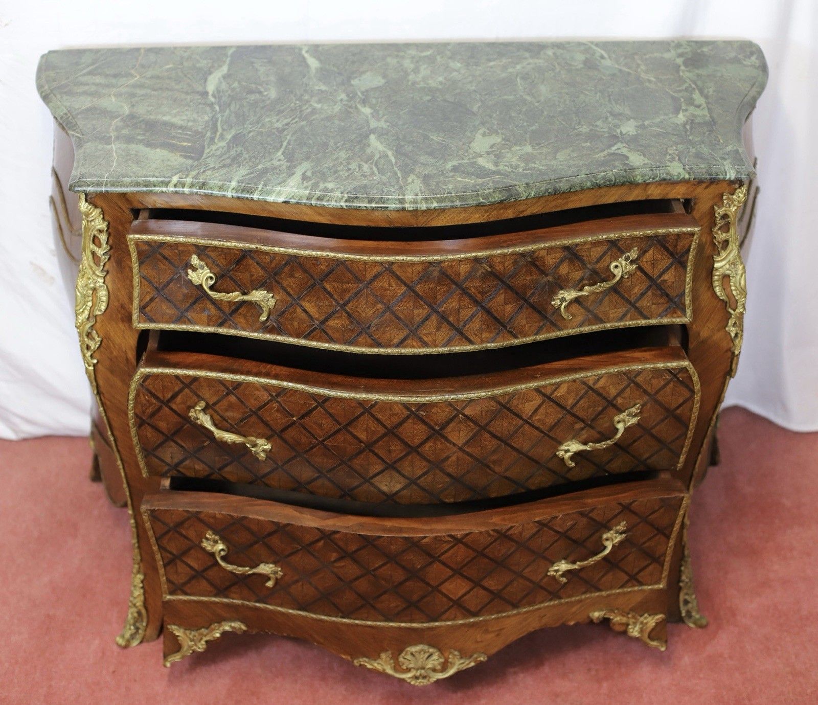 Lovely Louis XV Style Chest Of Three Drawers & Marble Top photo buy