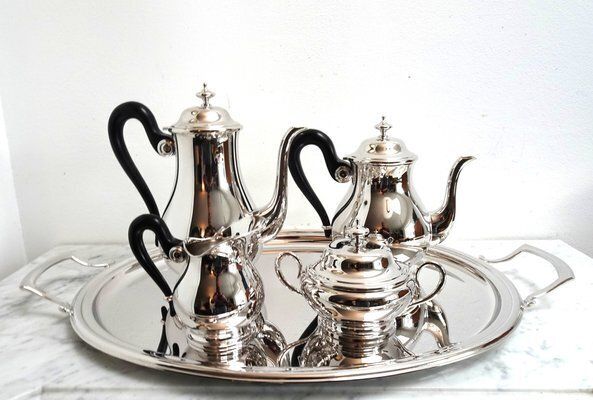 Antique Silver Plated Coffee Service With Tray By Otto Wiskemann, 1940s, Set Of 5 photo furniture