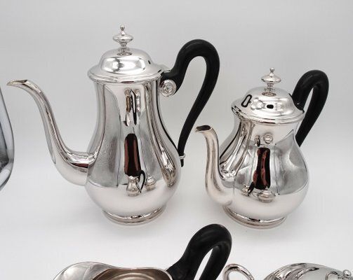 Antique Silver Plated Coffee Service With Tray By Otto Wiskemann, 1940s, Set Of 5 photo vinterior